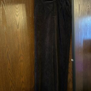 Love Tree Dark Corduroy Pants for women - Black, Wide Leg fit